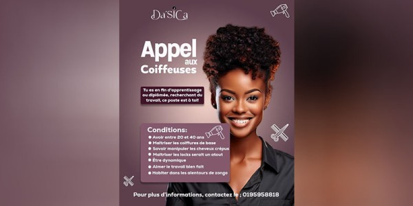 Le salon de coiffure et de beauté Da’sica à Parakou recrute…